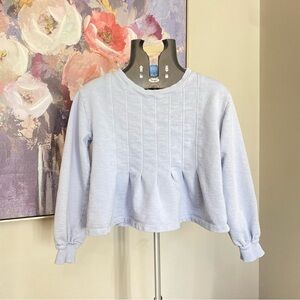 Pilcro Anthropologie Box Sweater Sky Color Organic Cotton Sz XS Preppy Fall Cozy